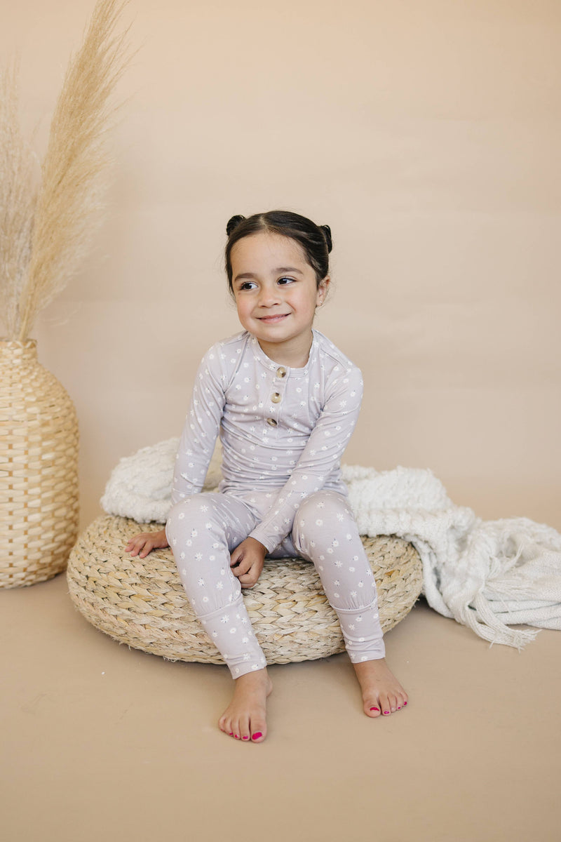 Daisy Floral Henley Bamboo Pajama Set