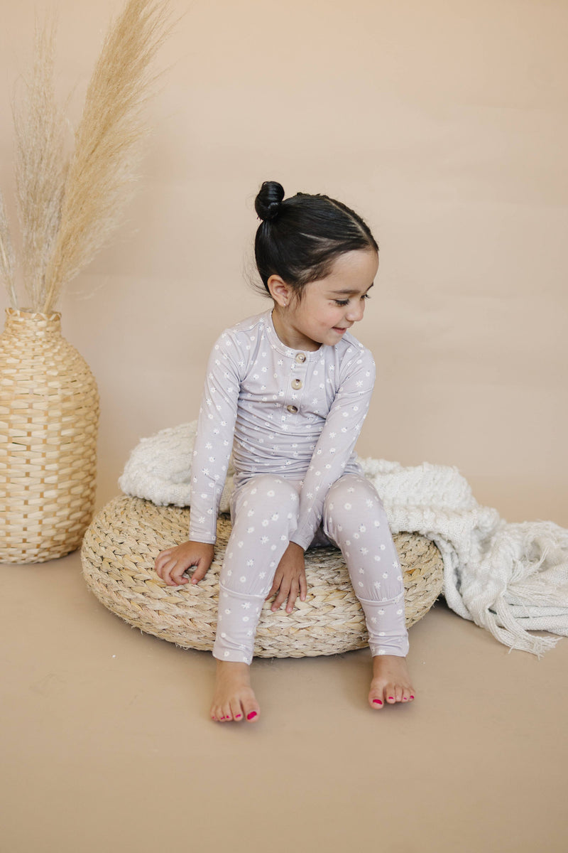 Daisy Floral Henley Bamboo Pajama Set
