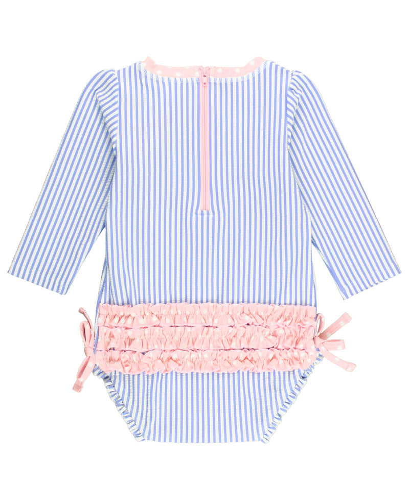 Baby Girls Periwinkle Blue Seersucker One Piece Rash Guard