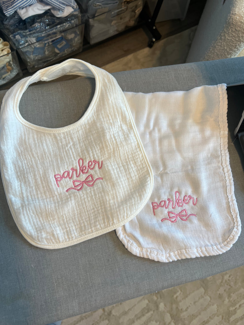 Muslin Bib With Embroidery