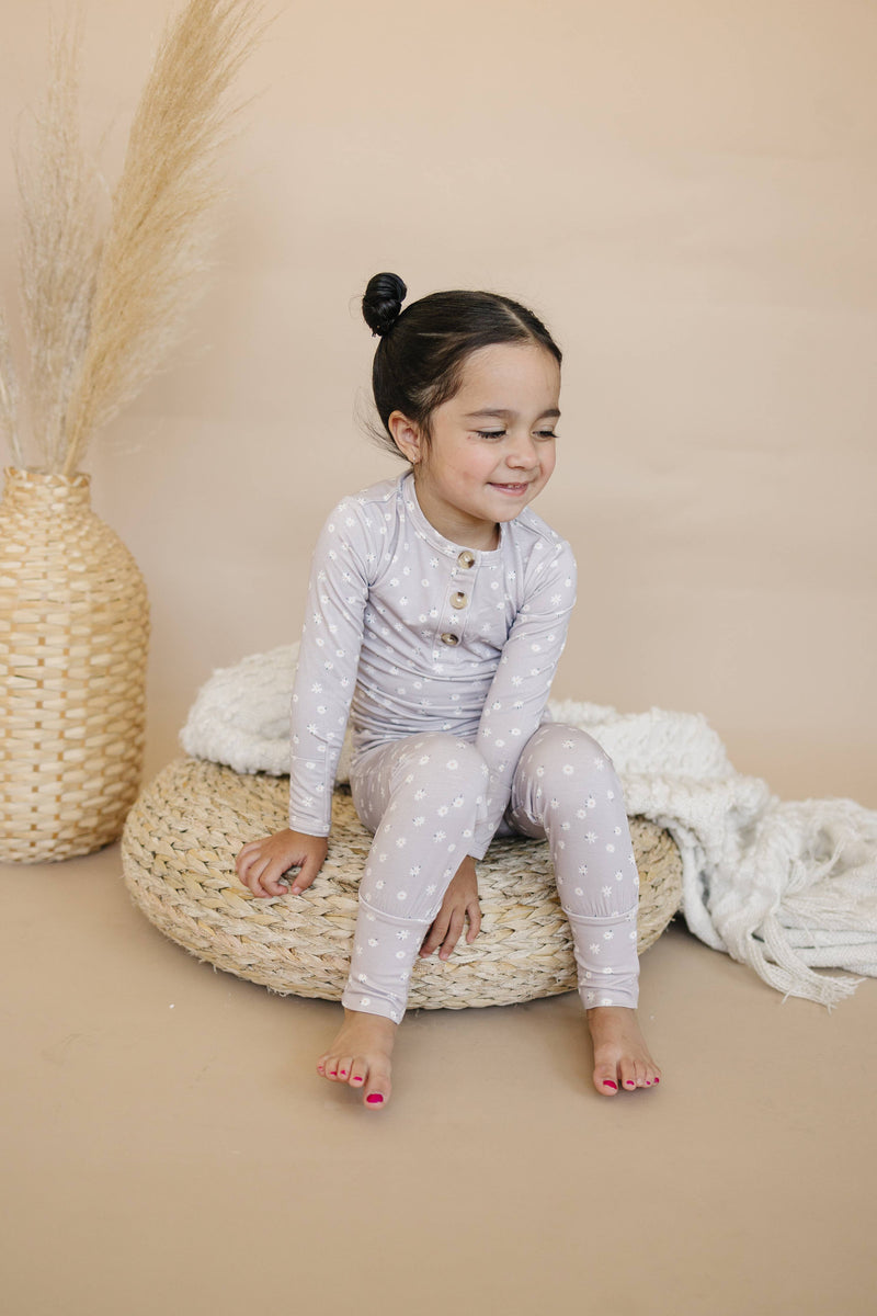 Daisy Floral Henley Bamboo Pajama Set