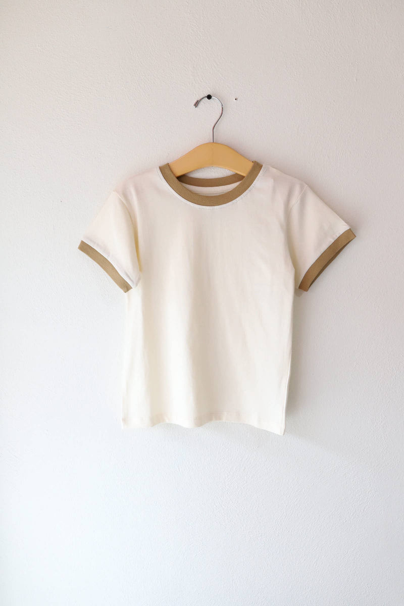 Basic Kids Ringer Tee- Tan