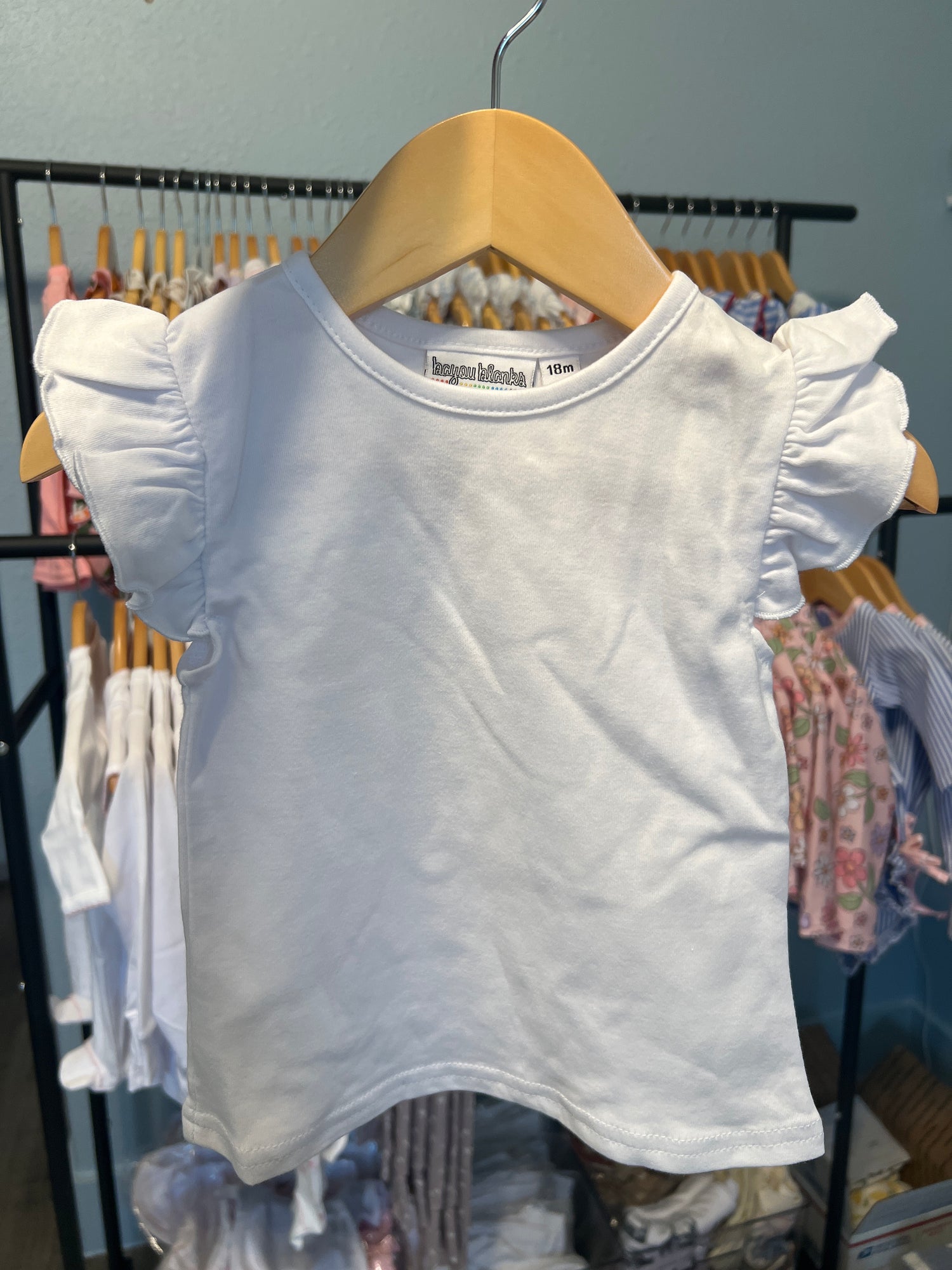White Ruffle Shirt With Embroidery