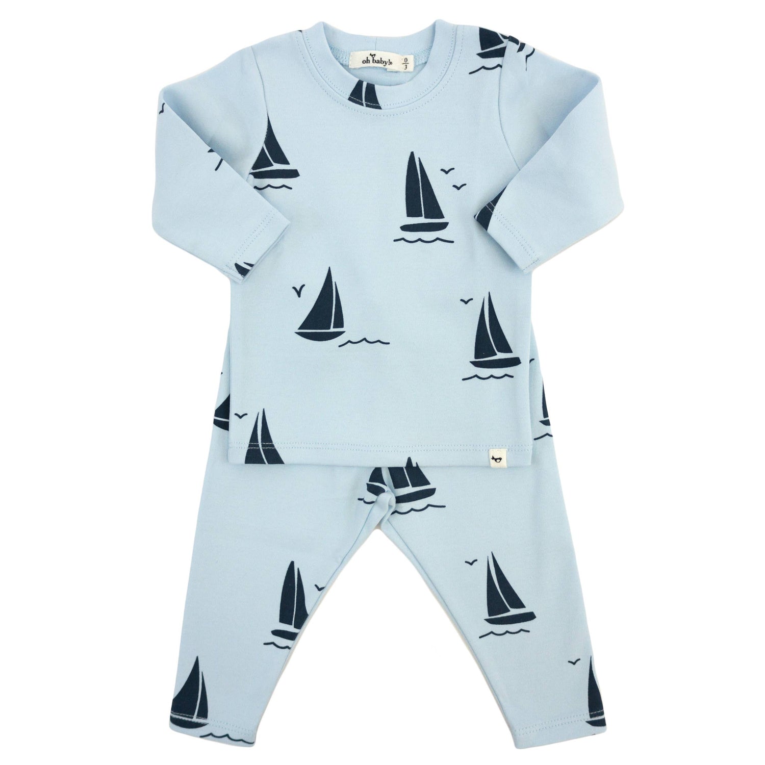 Denim Sailboat Print 2pc Set