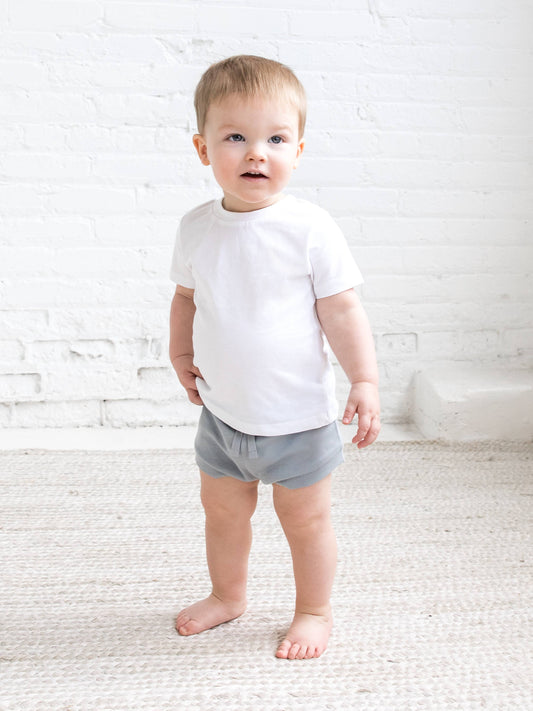 Organic Baby and Kids Classic Crew Neck Tee- White