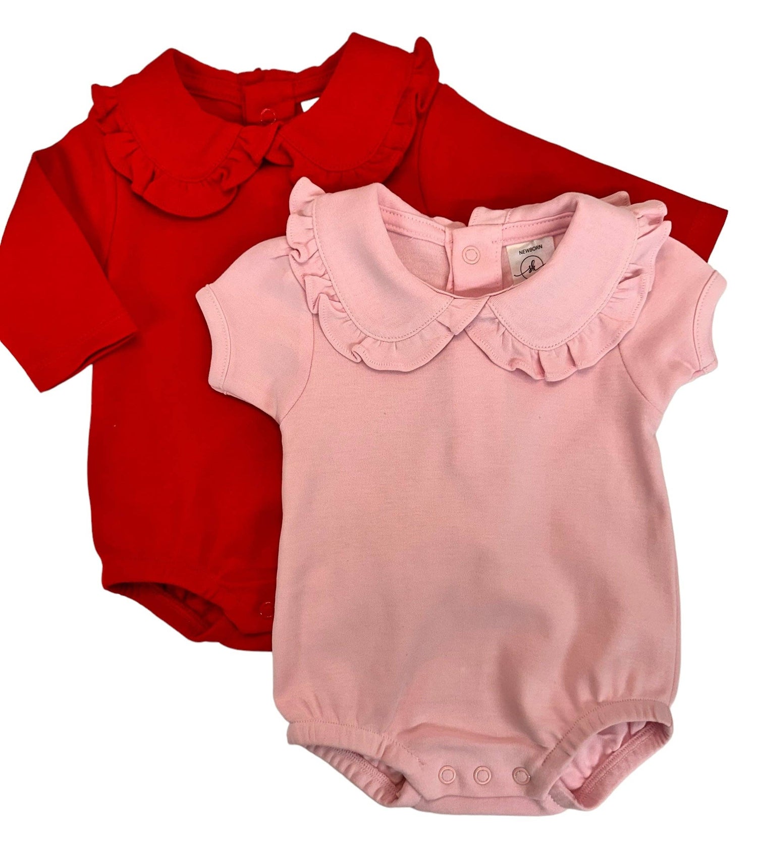 Pink Ruffle Collar Bubble With Embroidery