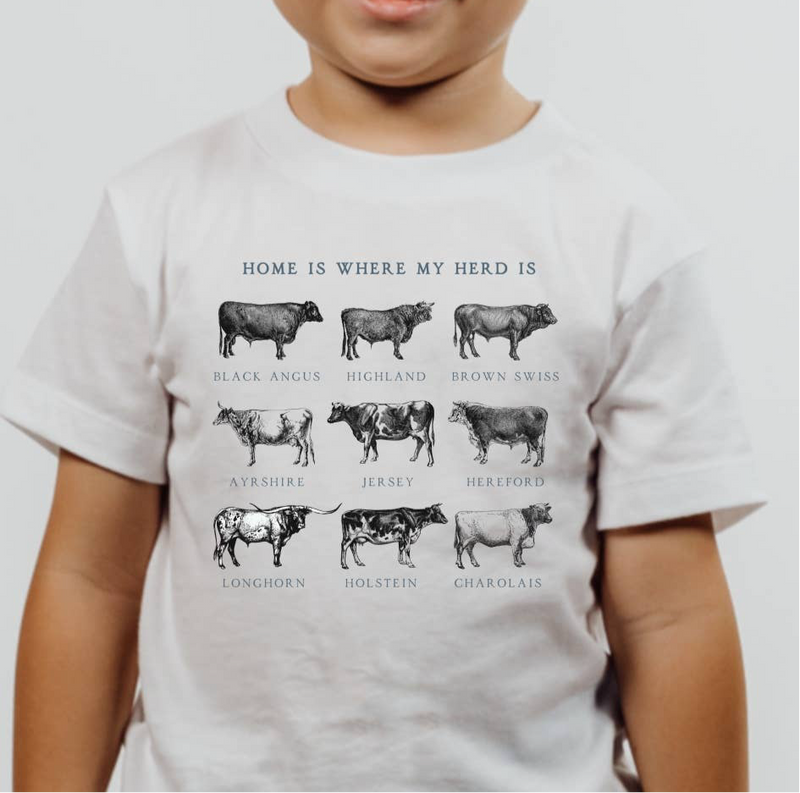 Home Is Where My Herd Is Cow Farm Toddler Tee