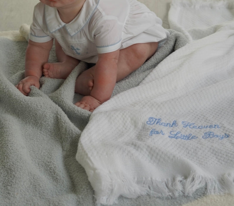 White Smocked Cross Creeper + Bonnet