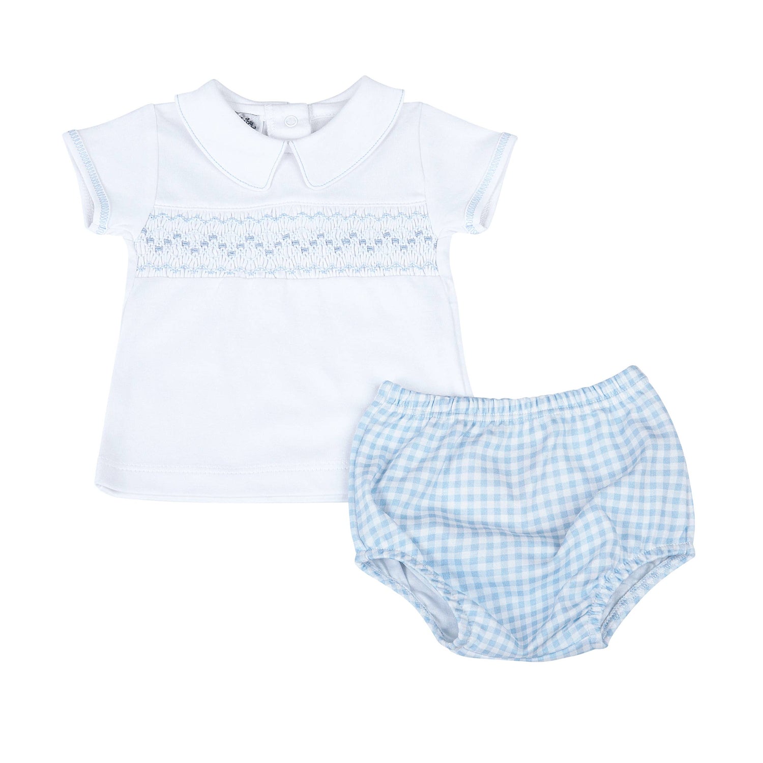 Mini Checks Smocked Collared Set