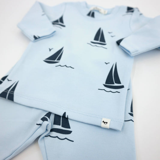 Denim Sailboat Print 2pc Set